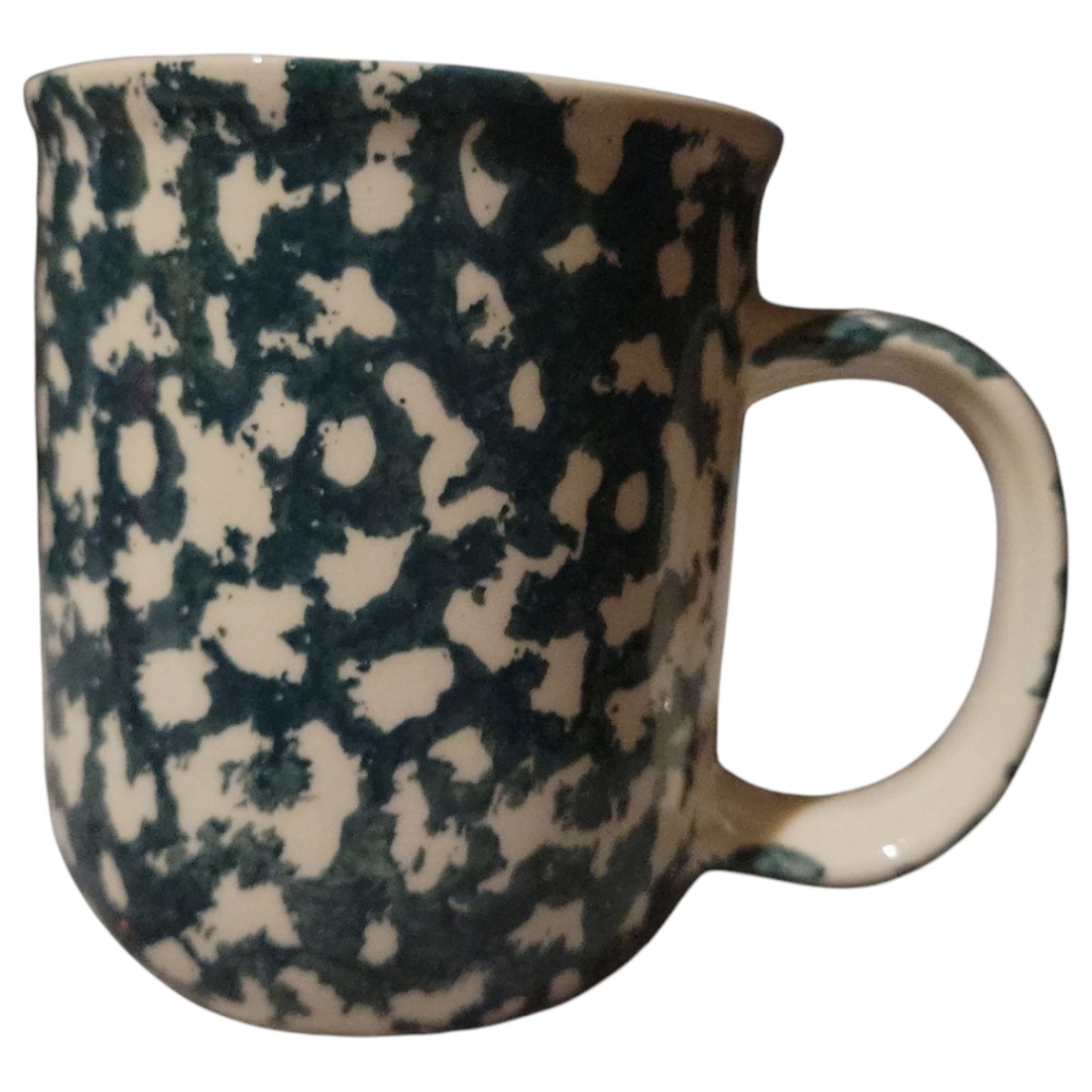 Vtg Folk Craft Tienshan Moose Country Ceramic Coffee Mug Cup Green Sponge